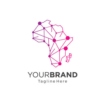 Abstract Africa Tech Logo Vector Design Illustration. African Technology digital Logo Template Modern