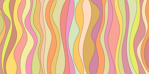 Abstract vector background, banner. Multicolor vertical curved stripes.