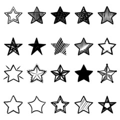 set of doodle stars cartoon illustrations isolated for background , posters, print, banners, web, and concept design. vector illustration.