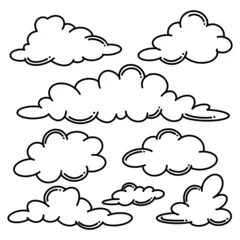 Gordijnen Doodle set of Hand Drawn Clouds isolated for concept design . vector illustration. © Kebon doodle