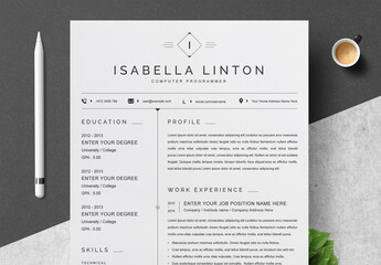  Professional Resume CV Templates with Cover Letter