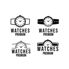 set collection watch vintage luxury logo icon design vector