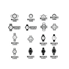 set collection watch vintage luxury logo icon design vector