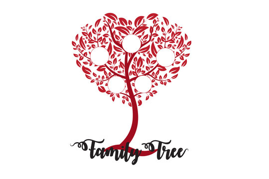 Family tree ancestry genealogy love heart shaped frame symbol icon vector image logotype graphic illustration design