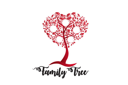Family tree ancestry genealogy love heart shaped frame symbol icon vector image logotype graphic illustration design