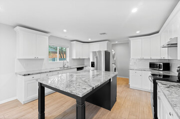 White kitchen with island