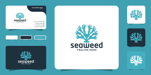 seaweed plant logo design inspiration symbol and business card design © reza