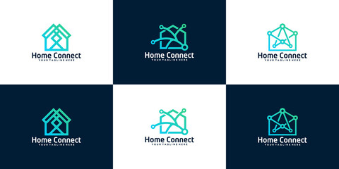 data technology house logo design inspiration collection