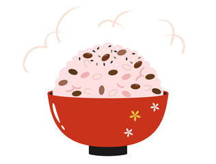 山盛りの赤飯のイラスト
