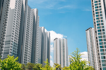 Fototapeta na wymiar Modern apartment building exterior in Korea