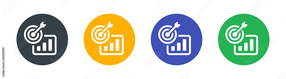 Aufkleber Market target icon. Target with data chart icon vector illustration.
