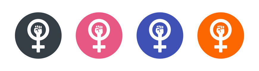 Female fist with gender sign symbol of protest, freedom, liberty. Woman power concept - obrazy, fototapety, plakaty