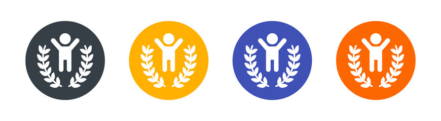 Winner, achievement, championship icon on circle sign.