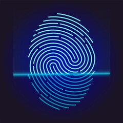 Virtual fingerprint scanning. Vector illustration.