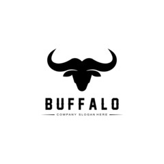 Obraz premium Bison Bull Buffalo Logo Vector Icon,Farm Animal Vintage Retro Logo design