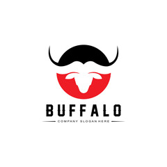 Bison Bull Buffalo Logo Vector Icon,Farm Animal Vintage Retro Logo design - obrazy, fototapety, plakaty