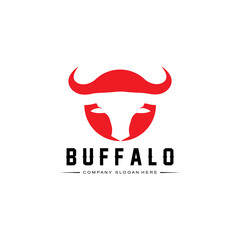 Obraz premium Bison Bull Buffalo Logo Vector Icon,Farm Animal Vintage Retro Logo design