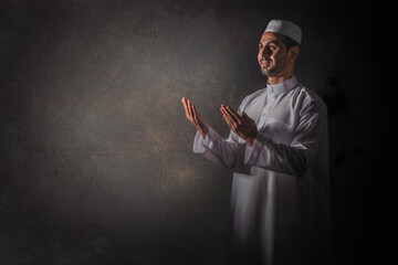 Islamic background of arab muslim man worship and praying