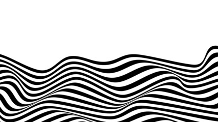 Abstract wave vector background. Abstract 3d black and white illusions. Stylized flowing water 3d illusion. Optical illusion lines background. Perfect for Wall decoration, poster, banner etc.

