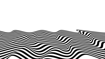 Abstract wave vector background. Abstract 3d black and white illusions. Stylized flowing water 3d illusion. Optical illusion lines background. Perfect for Wall decoration, poster, banner etc.

