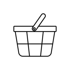 Icono de carrito de compras. Cesta o canasta para almacenar productos de venta en el supermercado. Ilustración vectorial