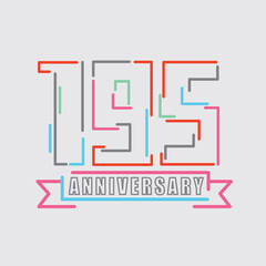 195th Years Anniversary Logo Birthday Celebration Abstract Design Vector Illustration.