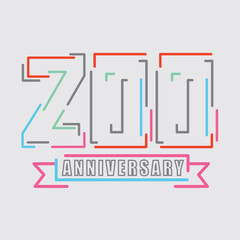 200th Years Anniversary Logo Birthday Celebration Abstract Design Vector Illustration.