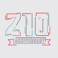 210th Years Anniversary Logo Birthday Celebration Abstract Design Vector Illustration.