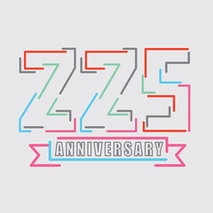 225th Years Anniversary Logo Birthday Celebration Abstract Design Vector Illustration.