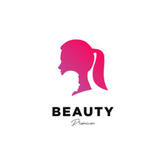 Beauty woman logo design template. Two woman face with silhouette style. Vector illustration
