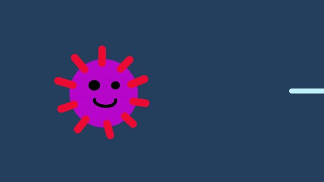 Animation: the vaccine destroys virus. Syringe injects vaccine into a virus. Cartoon animation rendered MOV alpha channel