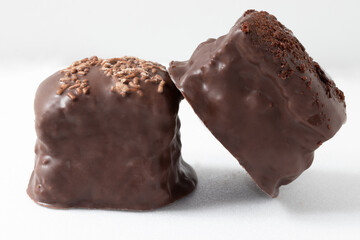 Honey cookies of chocolate on white background.