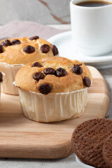 Delicious muffins of chocolate and coffee.