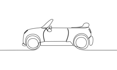 Continuous line drawing of car, transportation design, object one line, single line art, hand drawn, vector illustration