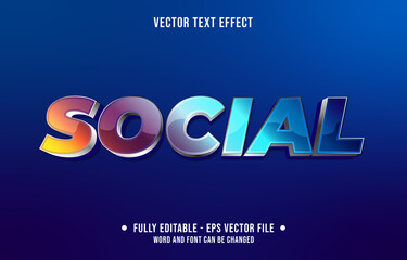 Editable text effect gradient purple and blue social style