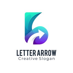 Logo letter B with Arrow gradient color modern