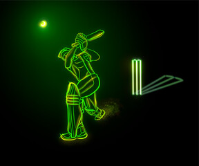 cricket player neon vector green art