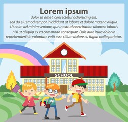 goes to school flat illustration vector