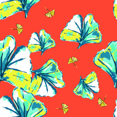 Seamless pattern leaves watercolor illustration. vector design for fashion, fabric, wallpaper and all prints on background earth tone color.