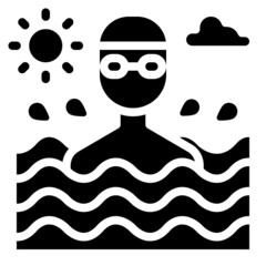 swimming glyph icon