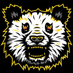 panda head from wild animals vector set