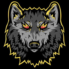 Wolf head from wild animals vector set