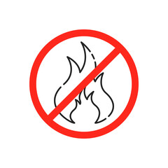 thin line stop fire icon like red forbidden sign