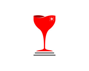 Wine glass with red color logo