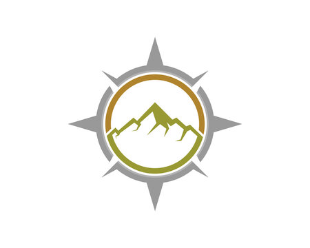 Mountain inside the compass logo