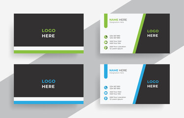 Modern Business card template, creative abstract vector corporate business card, minimal simple blank business card bundle, blue chime colour visiting card