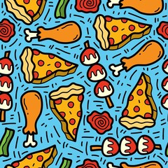 food pattern designs illustration, for clothing, wallpapers, backgrounds, posters, books, banners and more