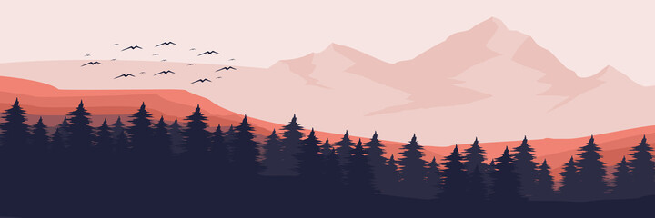 morning in mountain landscape vector illustration design for wallpaper design, design template, background template, and tourism design template