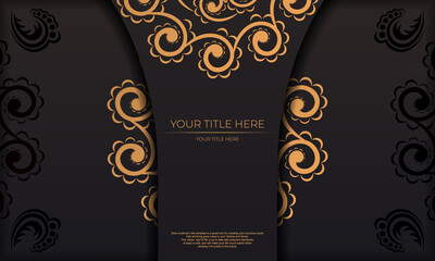 Black template banner of gorgeous vector patterns with mandala ornaments and place under text. Template for design printable invitation card with mandala patterns.