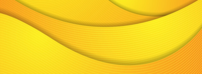 Bright yellow orange waves corporate abstract background. Vector banner design
